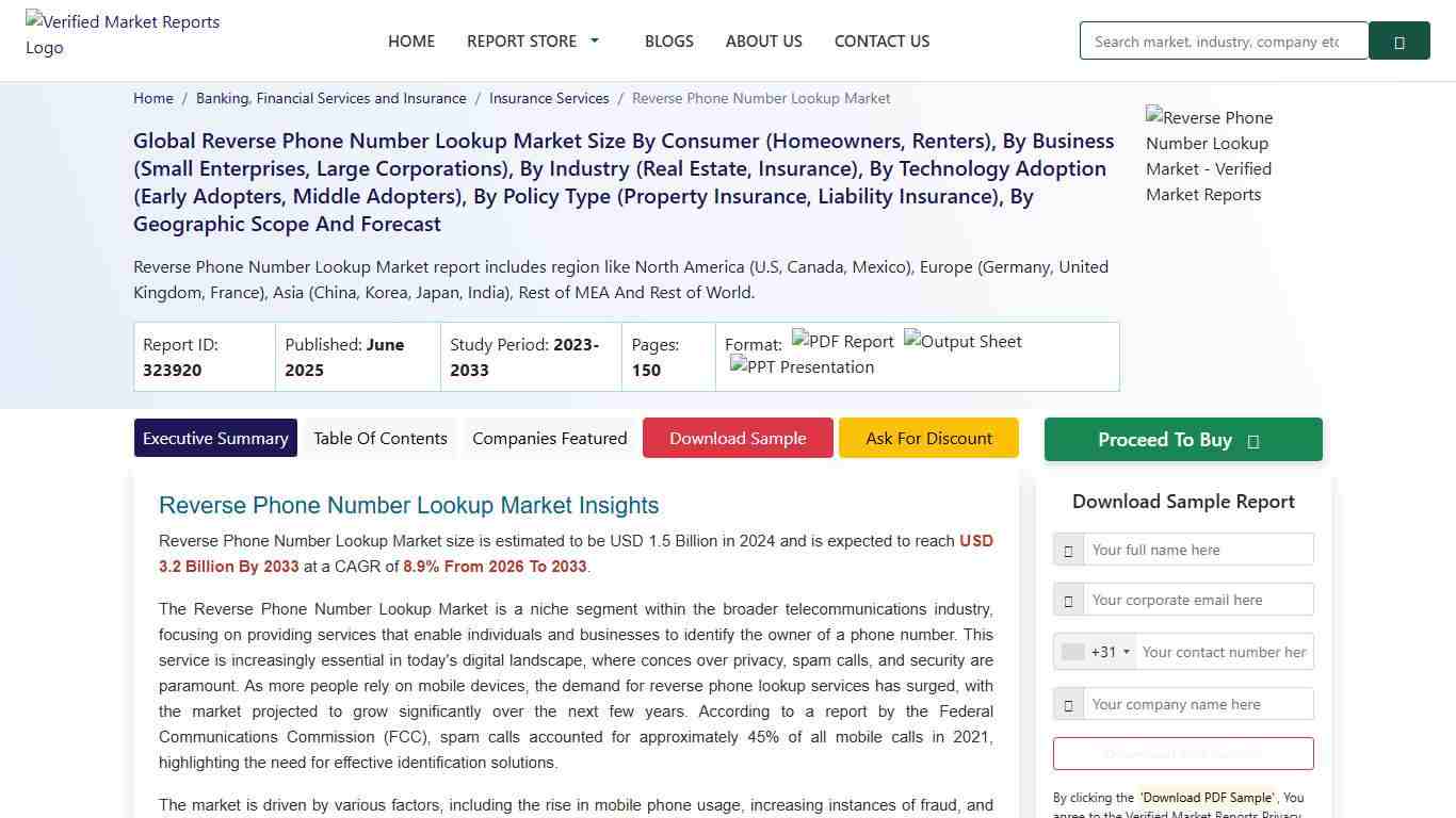 Reverse Phone Number Lookup Market Size, Assessment, Development & Forecast 2033